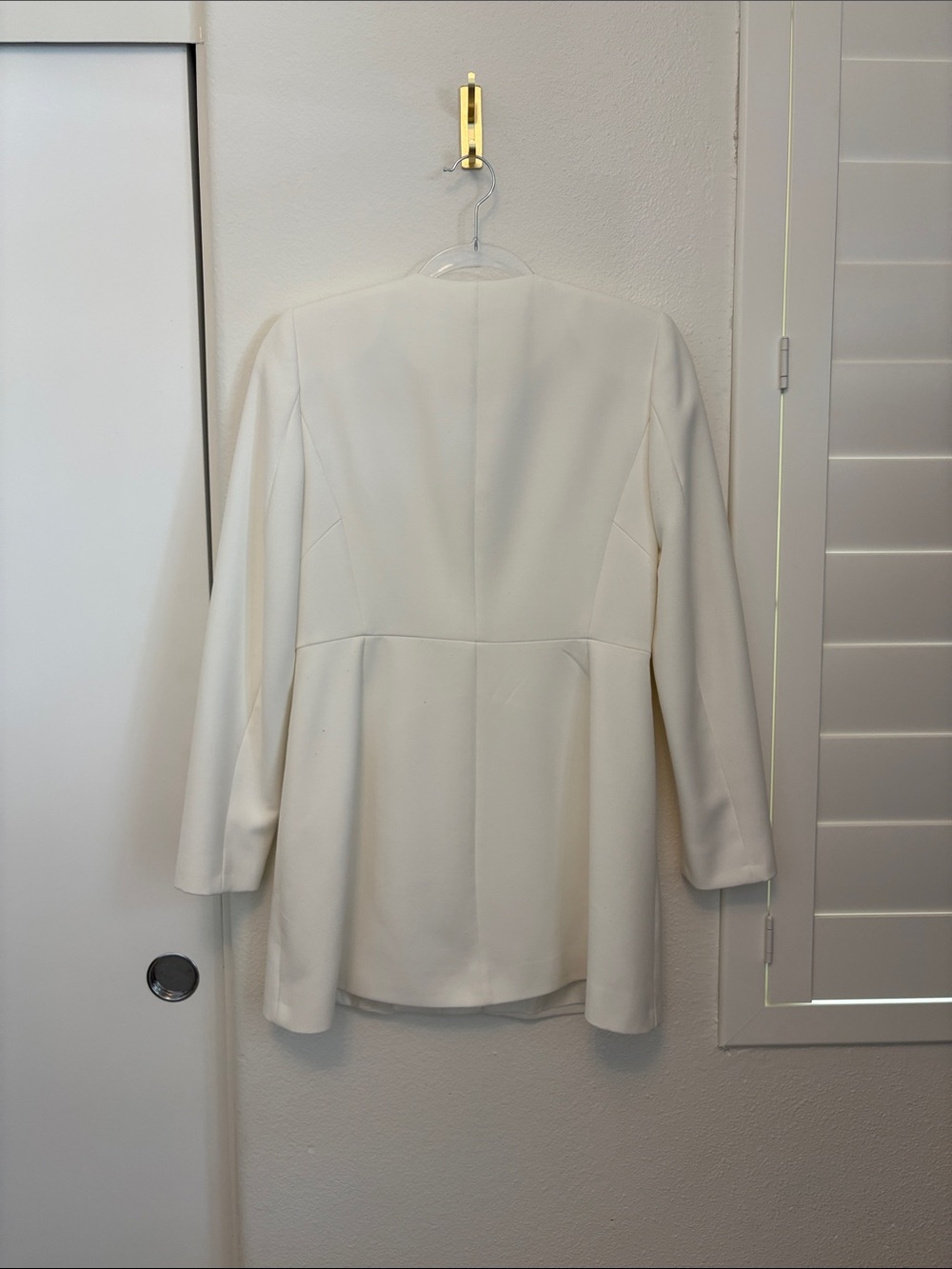 ZARA White Collarless Longline Blazer - Picture 2 of 6